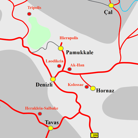 Anfahrtskarte der Karawanserei Ak-Han in Phrygien