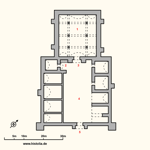 Gebäudeplan der Karawanserei Ak-Han in Pamphylien