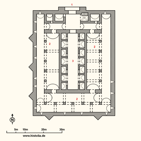 Gebäudeplan der Karawanserei Alara-Han in Pamphylien