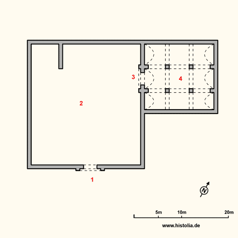 Gebäudeplan der Karawanserei Beldibi-Han in Pisidien