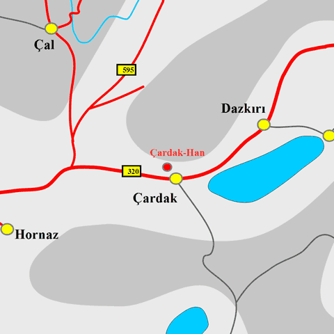 Anfahrtskarte der Karawanserei Çardak-Han in Phrygien