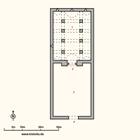 Gebäudeplan der Karawanserei Dokuzun-Han in Lykaonien