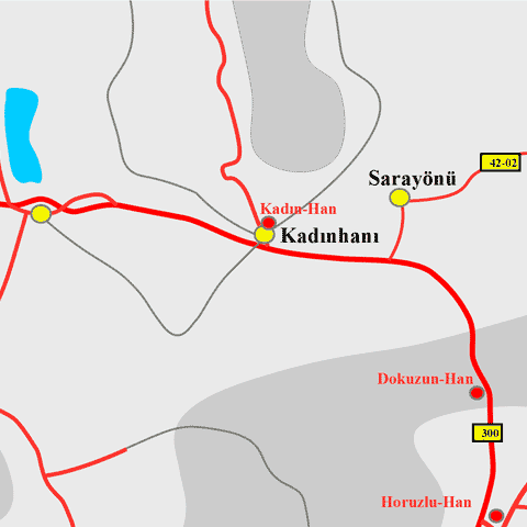 Anfahrtskarte der Karawanserei Kadin-Han in Lykaonien