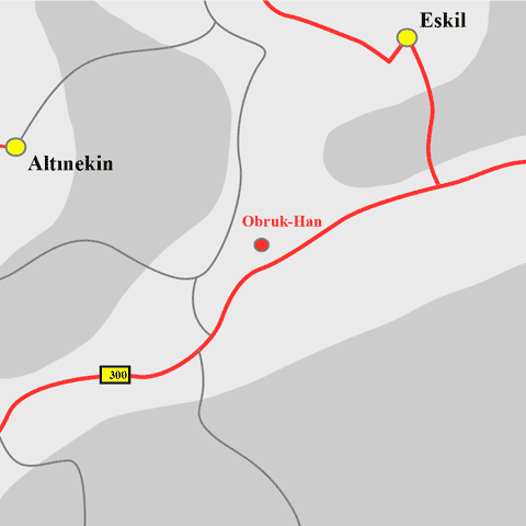 Anfahrtskarte der Karawanserei Obruk-Han in Lykaonien