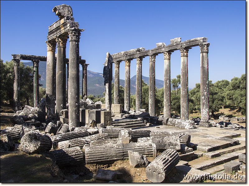 Euromos in Karien - Ost- und Südseite des Zeus-Tempels von Euromos
