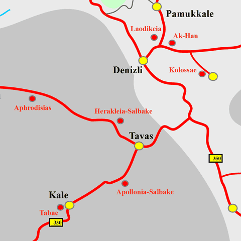 Anfahrtskarte von Herakleia Salbake in Karien