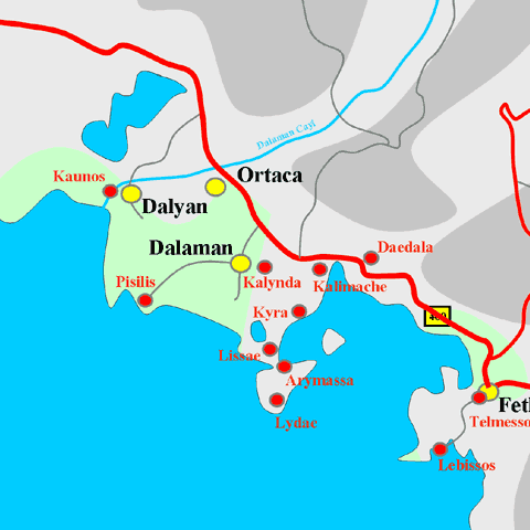 Anfahrtskarte von Kalynda in Karien