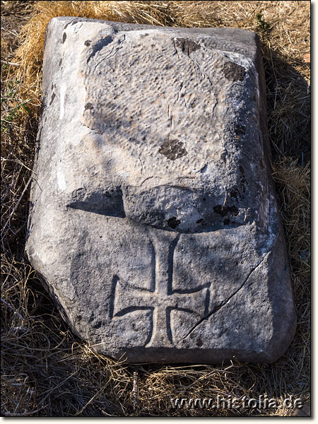 Kedreai in Karien - Kreuz-Relief auf einem Säulenkapitell aus der großen Basilika von Kedreai