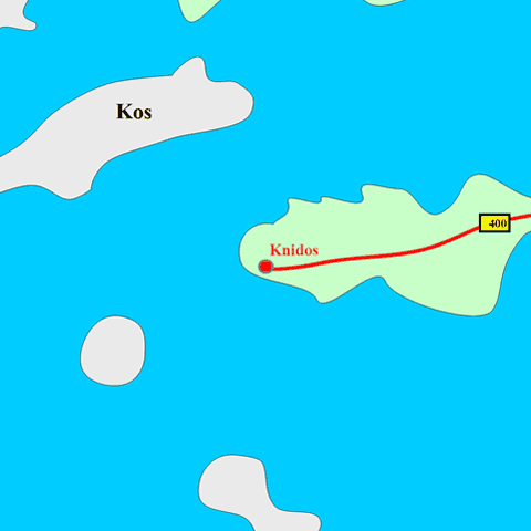 Anfahrtskarte von Knidos in Karien