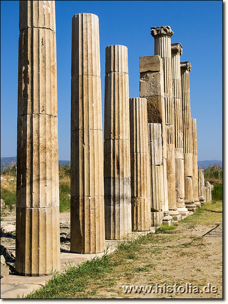 Magnesia in Karien - Säulenreihe neben dem Porticus zur Agora von Magnesia