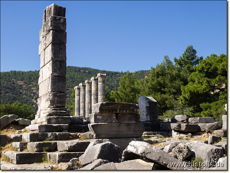 Priene in Karien - Reste des Porticus-Gebäudes zum Tempelbezirk der Athene