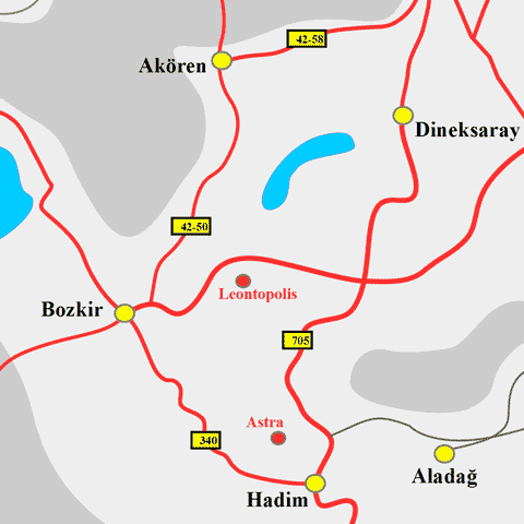 Anfahrtskarte von Leontopolis in Lykaonien