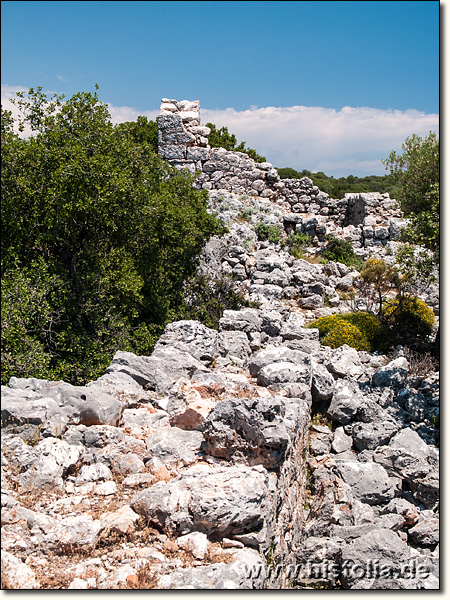 Aperlai in Lykien - Blick über die nördliche Stadtmauer nach Osten zum Nord-Turm