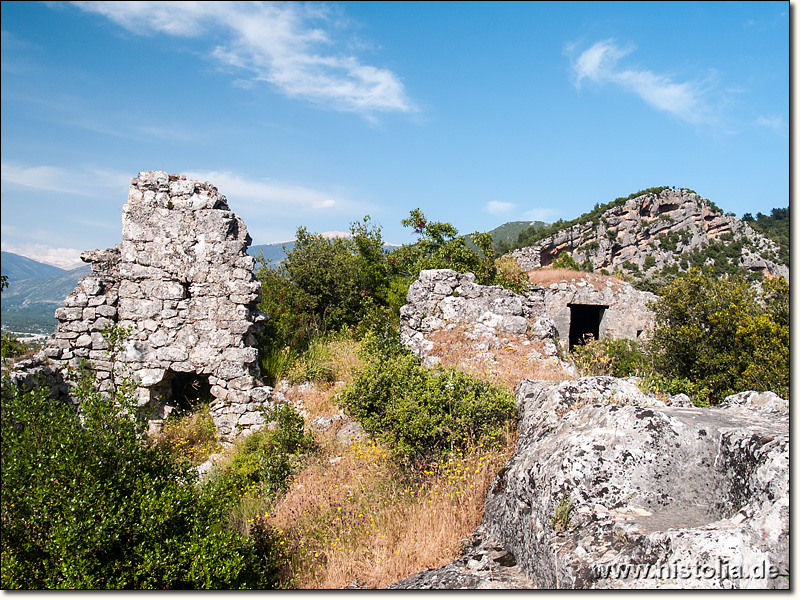 Dereagzi-Kalesi in Lykien - Gebäude auf der Spitze des Burgberges