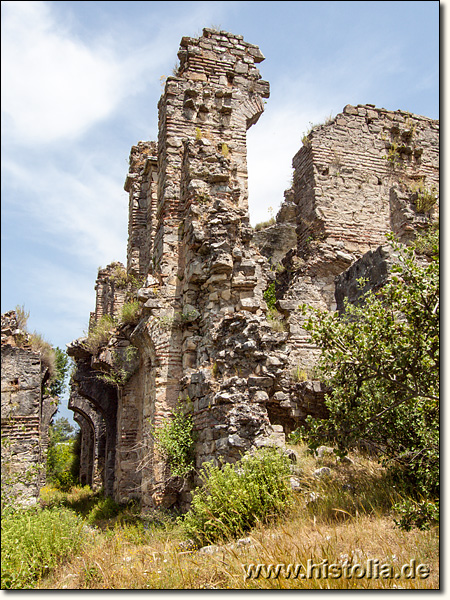 Dereagzi-Kilise in Lykien - Blick auf den Narthex-Bereich von Süden