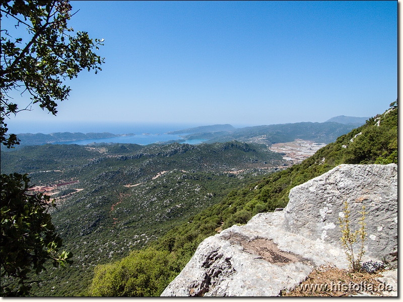 Hoyran in Lykien - Aussicht über Tyberissos nach Teimiussa, Simena und zur Insel Kekova