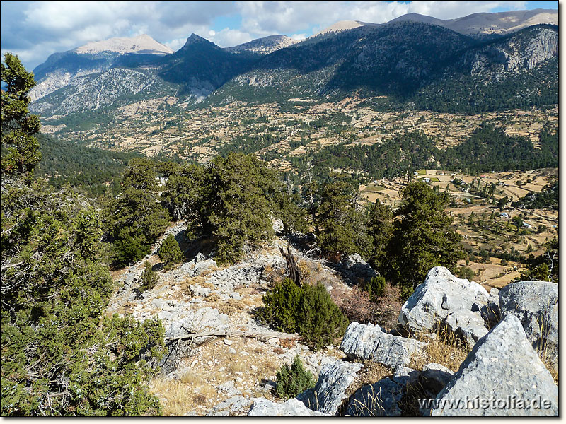 Kastabara in Lykien - Blick von der Kastabara-Festung ins Tal in nördliche Richtung