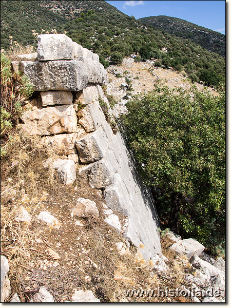 Limyra in Lykien - Bespiel für die angeschrägten Mauern der Bastion in der Oberburg