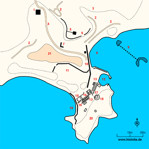 Gebietskarte von Phaselis in Lykien
