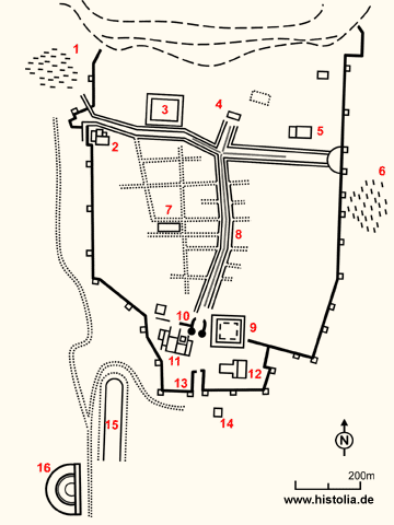 Gebietskarte von Perge in Pamphylien