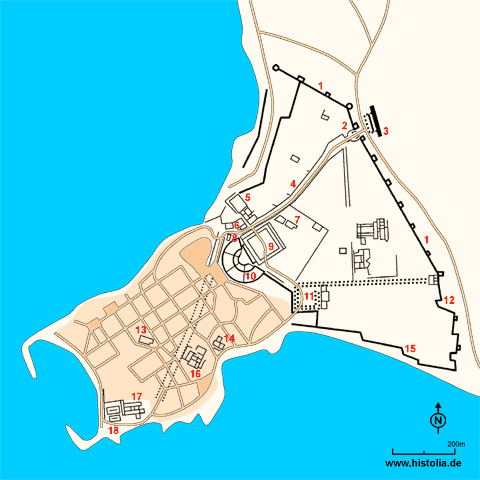 Gebietskarte von Side in Pamphylien