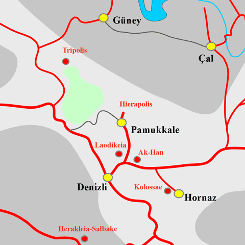 Anfahrtskarte von Hierapolis in Phrygien