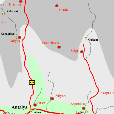 Anfahrtskarte von Adada in Pisidien
