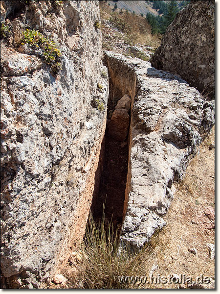 Sagalassos in Pisidien - Teilstück des Aquädukts, das von Nord-Osten Wasser in die Stadt Sagalassos führt