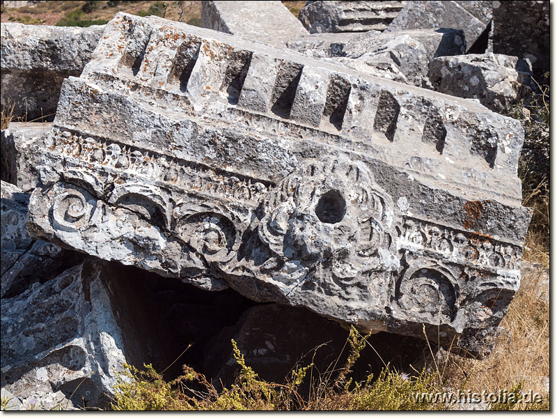 Sagalassos in Pisidien - Verzierungen auf einem Gibelstein/Architrav des Tempels für Kaiser Antonius Pius