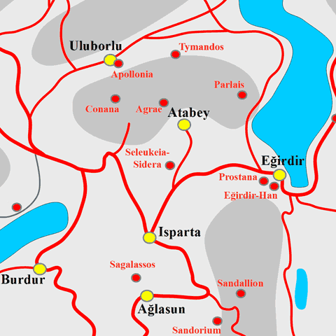 Anfahrtskarte von Seleukeia Sidera in Pisidien