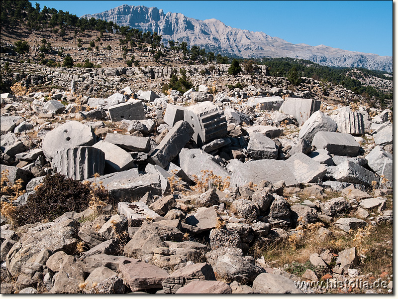 Selge in Pisidien - Säulentrommeln und andere Reste des Zeus-Tempels