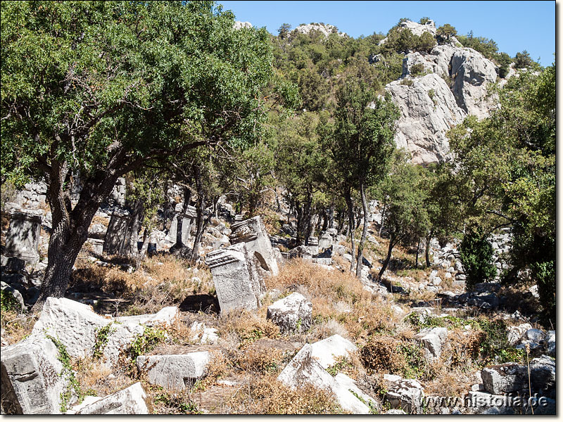 Termessos in Pisidien - Blick durch die ehemalige Kolonnadenstraße von Termessos