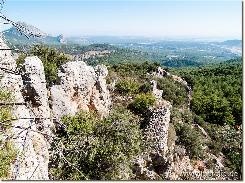 Trebenna in Pisidien - Aussicht vom Akropolishügel, Ebene und Bucht von Antalya