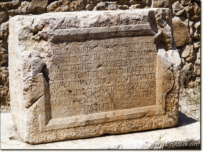 Tymbriada in Pisidien - Inschriftenstein aus dem Eurymedon-Heiligtum von Tymbriada