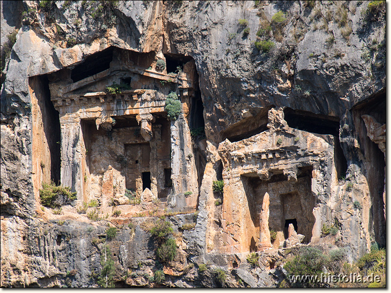 Felsengräber bei Dalyan in Karien - Felsengräber in der nördlichen Felswand