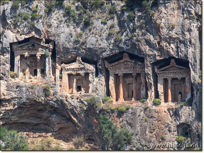 Felsengräber bei Dalyan in Karien - Felsengräber in der nördlichen Felswand