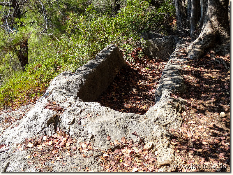 Krya in Karien - Aus dem Fels geschlagener Sarkophag-Kasten in der Nähe des ionischen Tempelgrabes